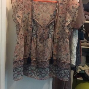 Knox rose flutter sleeve sheer top